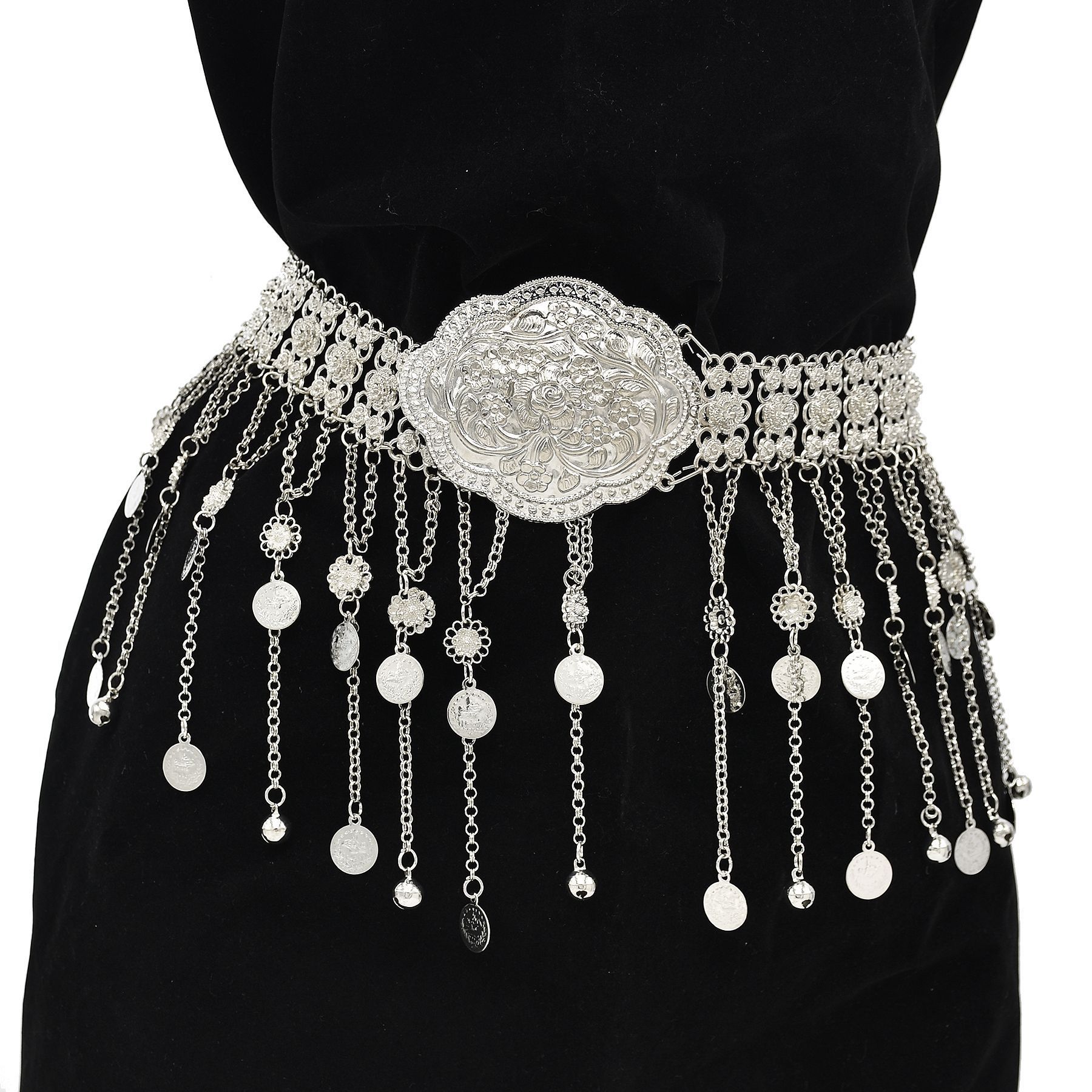 Ethnic Fashion Co In - Srebrzony marokański pas do kaftanu z
