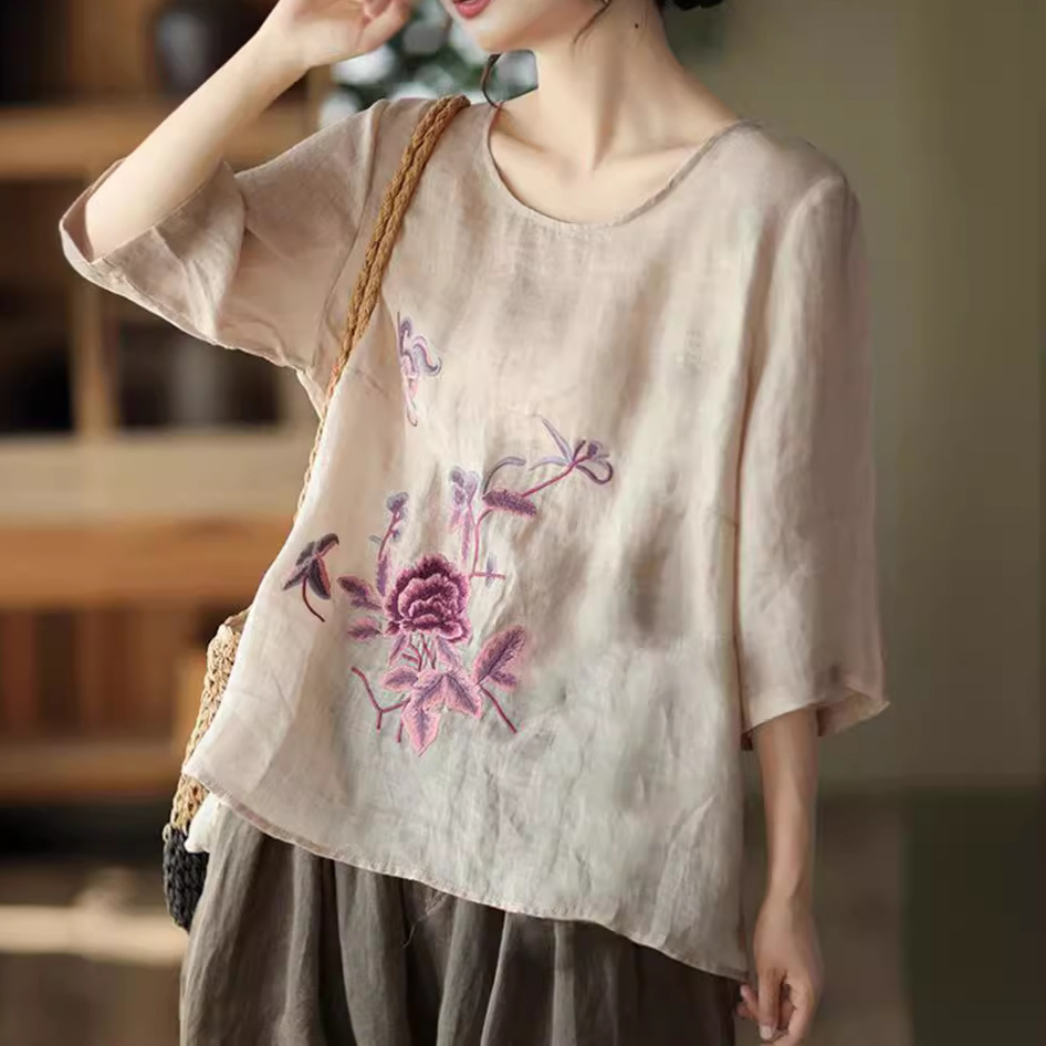 New Ethnic Fashion - Damska bluzka letnia plus size w